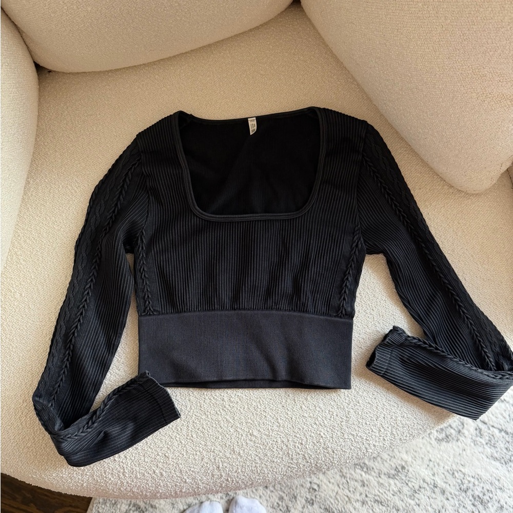 Black Ribbed Women's Top